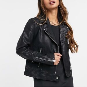 Topman Black Genuine Leather Jacket